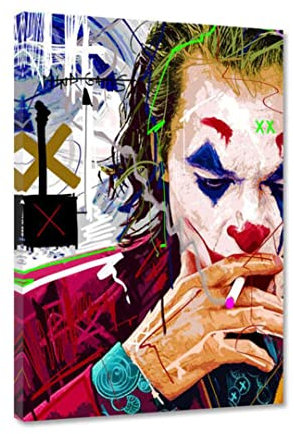 Hustling Sharks® Leinwandbild als Wandbild Joker - Leinwand im Hochformat, Pop-Art-Bild, Leinwand Pop-Art, bunte Bilder, Wohnzimmer Bild, Kunstdruck, Buntes Bild, Kunst (30x45cm)