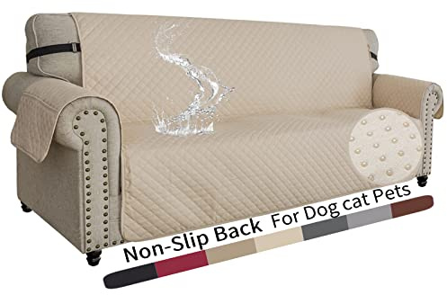 XINEAGE Sofa Überzug, Sofabezug 3 Sitzer Reversible, Wasserdicht Sofabezug, Sofaüberwurf, Sofa Möbel Protector, rutschfeste Sofabezüge für Hunde Haustiere (3 Sitzer, Beige)