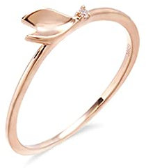 Ayoiow 14K Rose Gold Wedding Bands for Women Round Shape White Diamond Wedding Bands for Womens Ring Size V 1/2