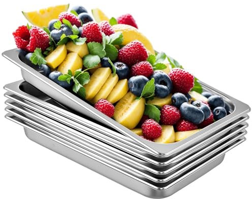 Lote 6 Cubetas Gastronorm GN 1/1-65mm profundidad fabricadas en acero inoxidable | Bandejas Horno | Bandejas Gastronorm 1/1 | Recipiente GN 1/1 530x320x65 mm | 8,5 Lts