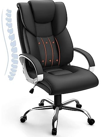 Farini Executive Office Chair, High Back Ergonomic Chairs with Padded Cushion, PU Leather Chairs with Adjustable Lumbar Support and Smooth Rolling Wheels