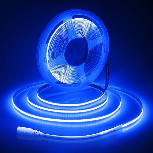 ALITOVE COB LED Streifen 24V Blau Flexibel LED Lichtstreifen 10m Selbstklebend 320LEDs/M Nicht Wasserdicht IP30 für DIY Innenbeleuchtung Heimdekoration (Ohne Netzteil und Dimmer)