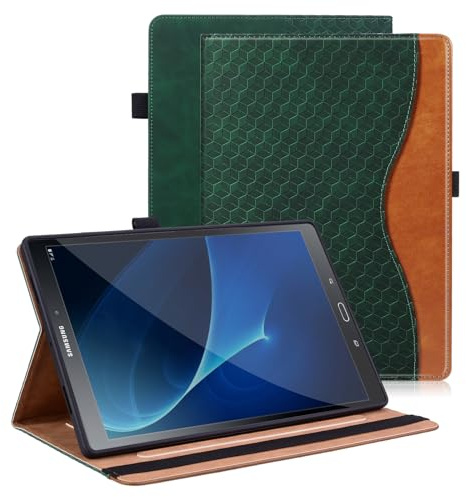 Vkooer Case for Samsung Galaxy Tab A6 10.1 Inch (2016) Protective Case SM-T580/T585 PU Leather Folio Cover Case with Auto Sleep/Wake Card Pocket for Samsung Tab A 10.1 2016 - Dark Green