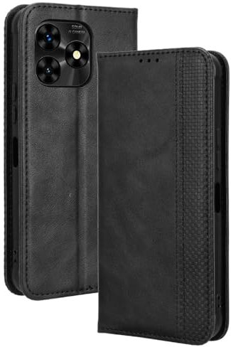 RonRun Funda UMIDIGI G5 Mecha, Carcasa Tipo Libro, Cuero PU Cierre Magnético Flip Folio Case de Teléfono Compatible con UMIDIGI G5 Mecha, Negro