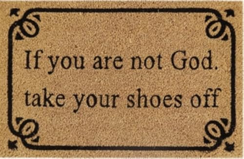 Natural Coir 60cm x 40cm heavy duty doormats with rubber base with funny message (take your shoes off)