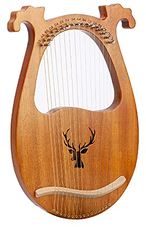 Leier Harfe Mahagoni Korpus Runder Rand Angenehmer Klang+Stimmschl ssel Saiten (Holzfarbe)