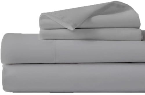 4-teiliges Bettwäsche-Set für Kinderbett, Baumwolle, Fadenzahl 600, 100 % Baumwolle, Spannbetttuch, perfekt für schmale Doppel-/Wohnmobile, Etagenbettmatratze, 10,2–20,3 cm tiefe Tasche, Hellgrau