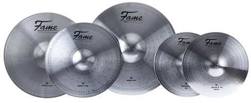 Fame Reflex Cymbal Set, 3-teiliges Becken Set, inklusive Crash-Ride 18, Drummer Handtuch, Regular Finish, Medium Stärke, Speziallegierung