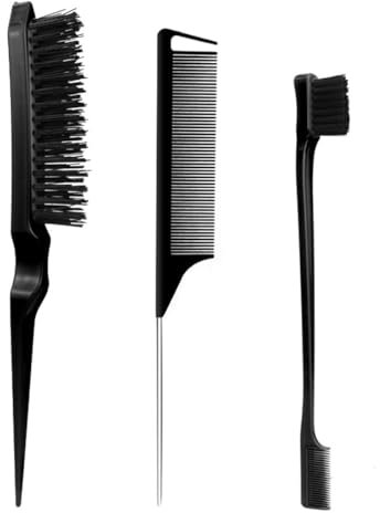RDNKVB 3pcs Spazzola Capelli Kit Doppio Bordo Pettine Pettine a Coda Topo Spazzole e Pettini per Bordi Capelli in Setola Pettini Pettine per Stuzzicare per Casa Parrucchieri