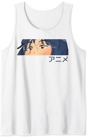 Japanische ästhetische Brille für Mädchen, blaue Anime-Augen Tank Top
