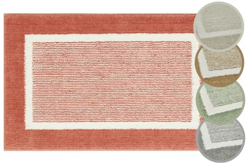 andiamo Badematte rutschfest Maui - Badezimmerteppich weich und flauschig - Duschvorleger für Badezimmer Badteppich rutschfest waschbar 60 x 100 cm Rostrot