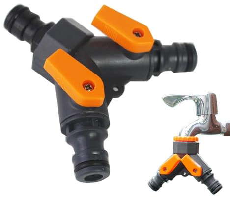 Gartenschlauch-Splitter - Y-Wasserschlauch-Splitter, starker Y-Wasserschlauch-Splitter, stabiler Y-Schlauchverbinder, 2-Wege Hahnsplitter für die Bewässerung von Pflanzen im Freien