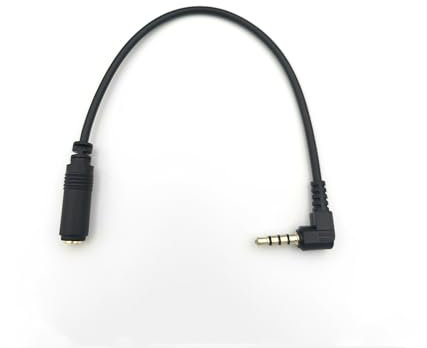 Qczhiwen 90 Degree 1/8 inch 3.5mm TRRS Male Jack to 90 Degree 3.5mm TRRS Female Jack Extender Adapter Aux Cord (Microphone Compatible) for Headphones, Phones, iPads, Car Stereos