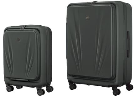 WENGER Skyon 2- teiliges Koffer-Set, Handgepäck + Reisekoffer Groß, Hartschale, Trolley, Laptop- und Tabletfach, Sicherheitsschloss, Anthrazit, 653570
