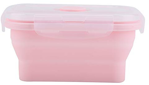 Lunch Box portatile in silicone di 4 dimensioni, contenitore per alimenti pieghevole adatto al microonde per gli avanzi, Lunch Box in silicone - Forno a microonde, lavastoviglie, (500ML)