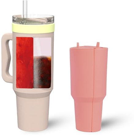 SHANPIN 2-in-1 Inner Tray Compatible with Stanley Cup 40 oz, Reusable Silicone Liner Divider, 2-in-1 Separator for 2 Drinks in 1 Cup