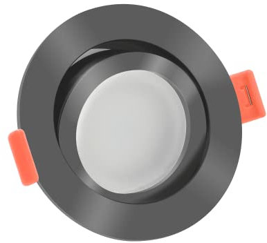 luxvenum Smart Home LED Einbaustrahler 24V 6W - 10x dimmbare LED Deckenleuchte extra flach nur 25mm, 120° Abstrahlwinkel, 90 CRI, Deckenspots für Flur, Wohnzimmer, Küche, Farbe Anthrazit, 2700K