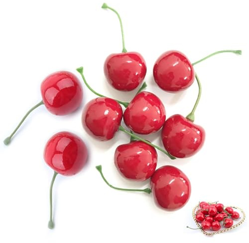 25PCS Artificial Cherry Decor - Lifelike Fake Fruit Set for Home & Party Decoration - Realistic Red Simulation Cherries (2.5cm)