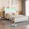 Gegtuon Polsterbett Bettrahmen 140x200 mit LED-Beleuchtung, Doppelbett mit Stauraum Kopfteil Regal, Jugendbett Bett mit Lattenrost aus Holz für Schlafzimmer, Kunstleder, Weiß, ohne Matratze