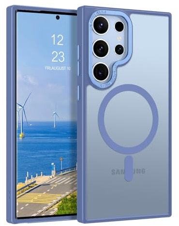 DUEDUE for Samsung Galaxy S23 Ultra Case Magnetic, Wireless Charging Shockproof Military Grade Drop Protection, Anti-Scratch Translucent Matte Back Case Cover for Samsung Galaxy S23 Ultra 6.8, Blue