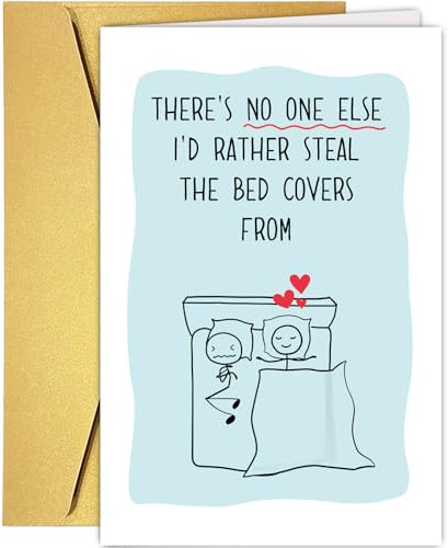 Funny Valentines Day Card for Him, Humorous Anniversary Card for Men, Birthday Card for Boyfriend Husband, Steal The Bed Covers