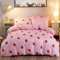 Freyamy Kinderbettwäsche 200x200cm 3teilig Rosa Rot Cartoon Erdbeere Kinder Wendebettwäsche Gebürstet Microfaser Weiche Mädchen Bettwaren-Sets Bettbezug mit Reißverschluss und 2 Kissenbezug 80x80cm