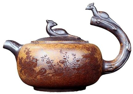 Chinesische Yixing Teekanne aus violettem Ton, echte handgefertigte Retro-Phönix-Vogel-Zisha-Kanne, Vintage-Kungfu-Teekanne für Vater, Opa, Ehemann, Freunde, Teeliebhaber