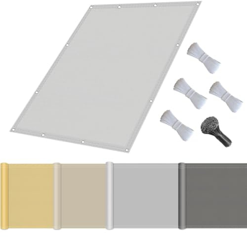 Sonnensegel mit Befestigungsseile, Sonnenschutz Wasserdicht, UV-Schutz Windschutz, Sonnensegel Polyester Rechteckig Reißfest mit ösen Seil für Garten Terrasse Balkon, Camping-1x2m Hellgrau