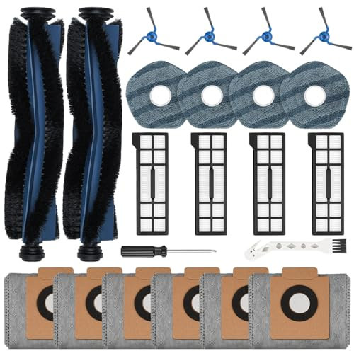 22 Pack Accessories for Eufy X10 Pro Omni Robot Vacuum Cleaner, 2 Main Brush, 6 Dust Bags, 4 Mop Pads, 4 HEPA Filters, 4 Side Brushes, 1 Cleaning Brush, 1 Screwdriver