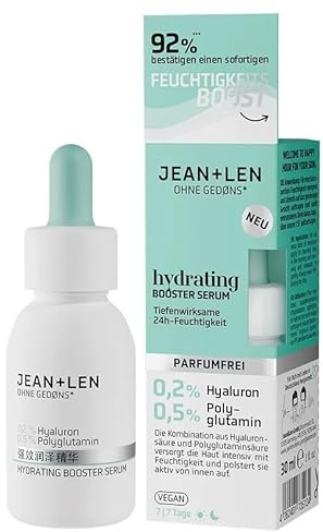Hydrating Booster Serum, ideal für jeden Hauttyp, tiefenwirksame 24h-Feuchtigkeit, parfümfreies und leichtes Gesichtsserum, vegan, 30 ml