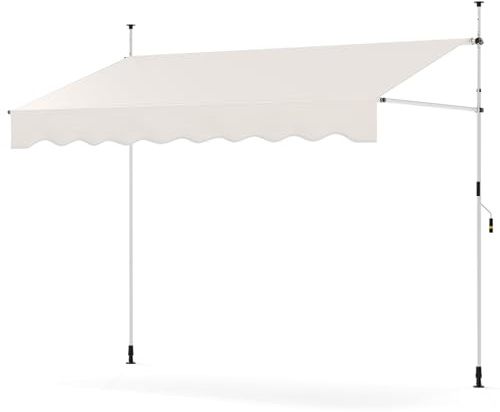 RELAX4LIFE Klemmmarkise, Markise Balkon ohne Bohren, mit Handkurbel, Balkonmarkise UV-beständig, höhenverstellbar, wasserabweisend, Sonnenschutz, für Balkon, Terrasse, Garten (Beige,250x180cm)