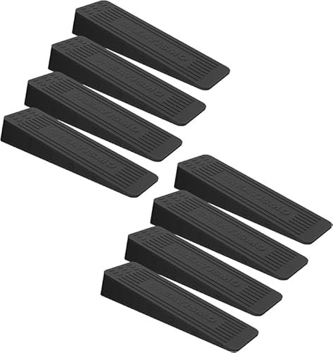 Pack of 8 Black Rubber Door Stoppers for Floor, Durable, Anti-Skid, Heavy-Duty Rubber Door Wedges Indoors, for All Floor Types & Doorstops Wedge Preventing Accidents