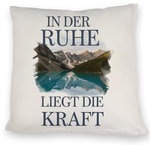 speecheese Ruhe ist Kraft Kissen See und Berglandschlaft Ideal als ZierKissen für Naturfreunde, perfekt für Entspannung und Erholung