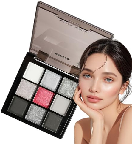 Smokey Lidschattenpalette, dunkelgraues Schimmer -Lidschatten -Smokey Lidschatten Augen -Make -up -Palette mit Schimmer Matte - Blendable, 9 Farben, dunkler Lidschatten, langlebig für Halloween, Mask