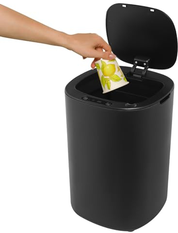 Sensor Mülleimer 10L schwarz, Automatischer Abfalleimer mit Infrarot Sensor | ABS/PP, IPX3, 2xAA Batterien, 9,84-11,81 Zoll Sensor, geruchsdicht, 5 Sekunden Schließzeit, inkl. Müllbeutelring