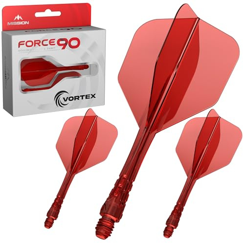 Mission Darts | Force 90 Vortex | Integrated Precision Moulded Dart Flight And Shaft System | Multiple Styles | Multiple Colours.