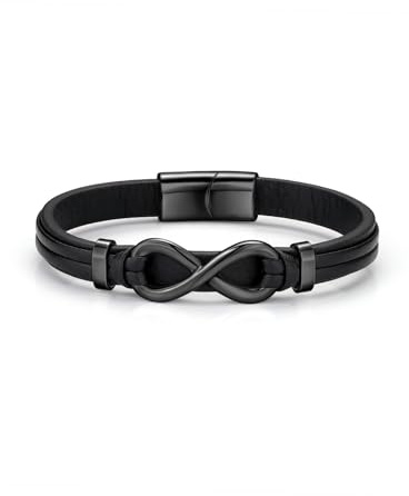 Zysta Lederarmband Herren Unendlichkeitszeichen Armband Infinity geflochten Echtleder Wickelarmband MIT Magnetverschluss - Geschenk für Männer