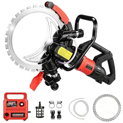 Electric Concrete Saw,9500W Wall Grooving Cutter with Circular Saw and Water-Cooled Dust Collection System, Suitable for concrete walls, red brick walls and reinforced stone(Brushless version,1blade)