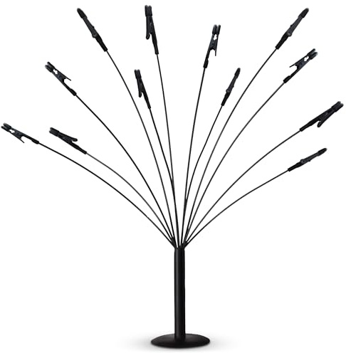 Gift Card Tree Holder to Hold Gift Cards, Lottery Tickets, Photos, Money | Lottery Ticket Holders with 12 Flexible Clips, Great for Birthday, Party, Wedding, Christmas, Metal Stand with Black Finish
