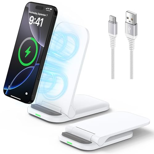 15W Foldable Wireless Charger, Google Pixel Wireless Charging Station for Google Pixel 10 Pro 9 8 7 6 5/Samsung Galaxy Z Flip 7 6 5 S26 S25 S24 S23 S22 Note 20 5G/iPhone 17 16 15