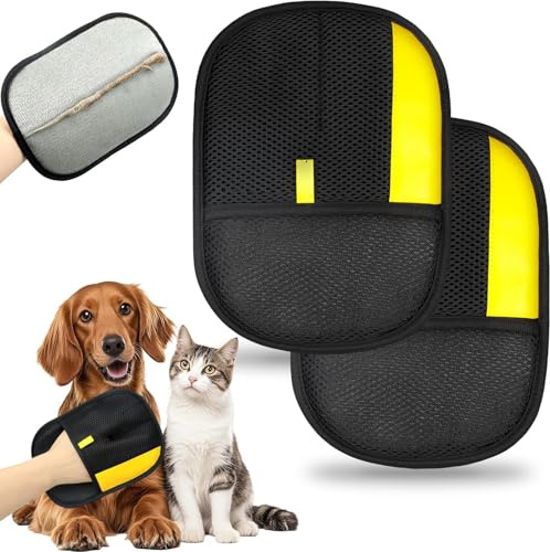 SKELUOZIEU 2 PCS guantes magnéticos quitapelos de doble cara para perros y gatos – Eliminador de pelo de mascotas transpirable con función antiestática, reutilizable para el cuidado del pelo en la