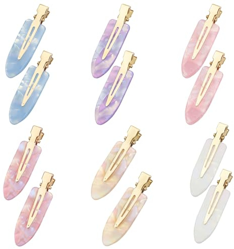 12 Stück Nahtlose Haarspangen & Haarclips Set, Flache Haarklammern aus Acrylharz ohne Falten, Vielseitiger Haarschmuck für Pony & Haarstyling, Bunte Farbauswahl