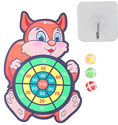 Cygmophing Children Indoor Dartboard Set Squirrels Shape Hook and Loop Dartboard and Stick Ball Set