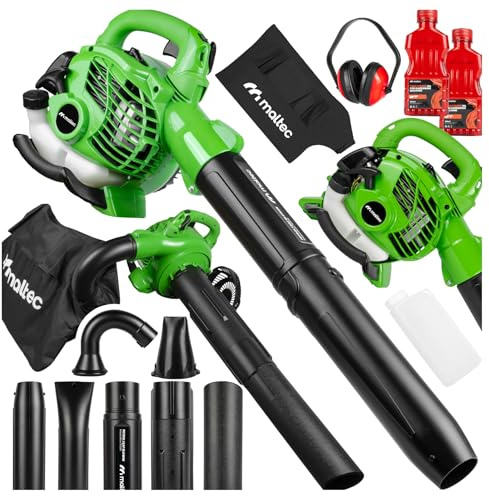 Benzin Laubsauger Laubbläser Gartenstaubsauger mit Häcksler MalTec MasterBlow7500W Motor 2-Takt 26cc Staubsauger Schredder