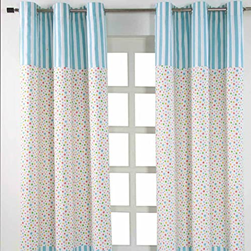 Homescapes Vorhang Kinderzimmer Ösenvorhang Kindervorhang Stars Multi 2er Set bunt 117 x 137 cm (Breite x Länge je Vorhang) 100% Reine Baumwolle