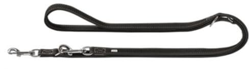 HUNTER Hunting Verstellbare Führleine für Hunde, Leder, weich, robust, 1,8/200 cm, schwarz