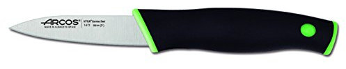 Arcos Cuchillo pelar 3 pulgadas Acero Inoxidable Nitrum, Cuchillo pelar para pelar frutas y verduras, Mango madera y Hoja 100 mm, Resistente al óxido y al desgaste, Serie Duo, Color negro