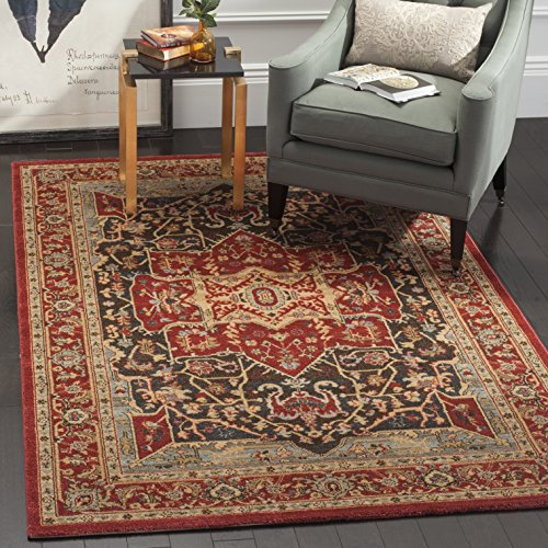 SAFAVIEH Traditionell Teppich für Wohnzimmer, Esszimmer, Schlafzimmer - Mahal Collection, Kurzer Flor, Rot und Burgunderrot, 201 X 279 cm