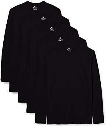 Lower East Men's LE133 Long-Sleeved Shirt, Black, XL (Pack of 5)