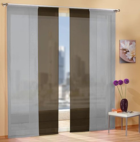 Gardinen Set, 2 x Flächenvorhang Schiebegardine mit Zubehör, Grau, 2 x Flächenvorhang Schiebegardine mit Zubehör, Braun, 8558985589